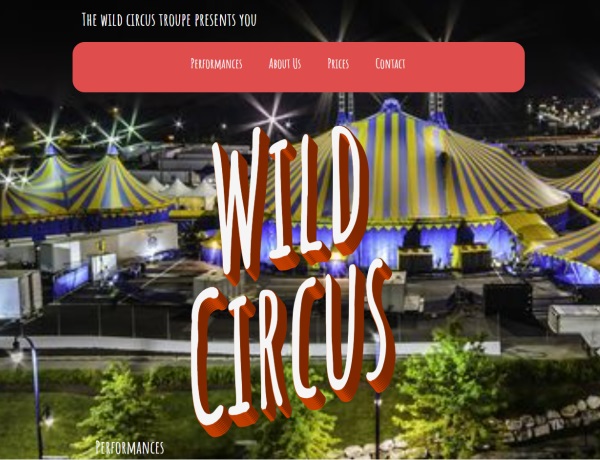 Page web de rendu du site circus